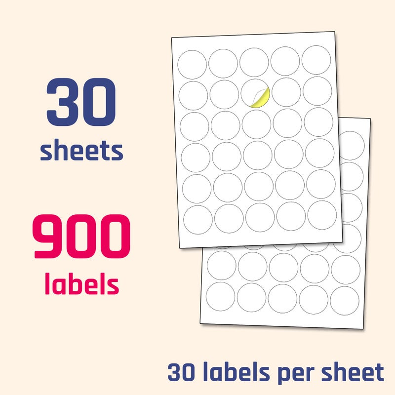 TownStix 1.5" Round Matte White Sticker Label, Laser/Inkjet Printing - Letter Size, 30 Sheets - Image 5